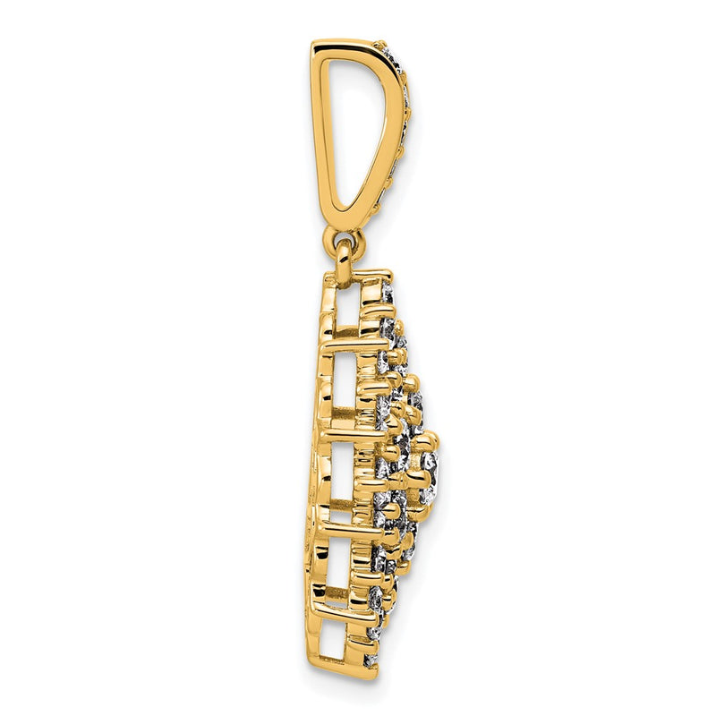 14K Yellow Gold 2 1/2 Carat Lab Grown Diamond Vs/Si G+ Complete Cluster Pendant