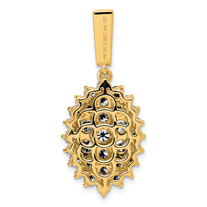 14K Yellow Gold 2 1/2 Carat Lab Grown Diamond Vs/Si G+ Complete Cluster Pendant