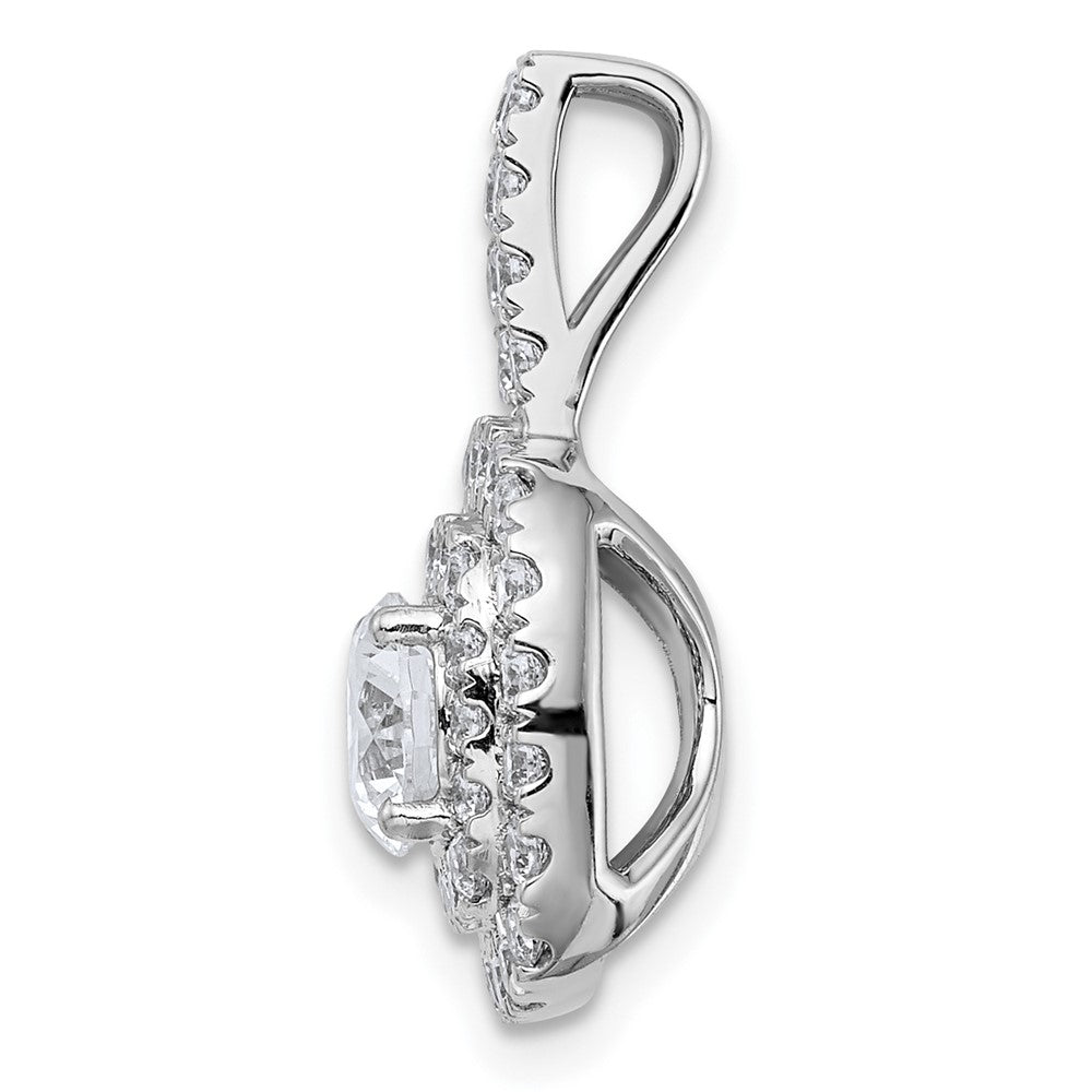 14k White Gold 14kw VS/SI+ G+ Lab Grown Diamond Double Halo Pendant