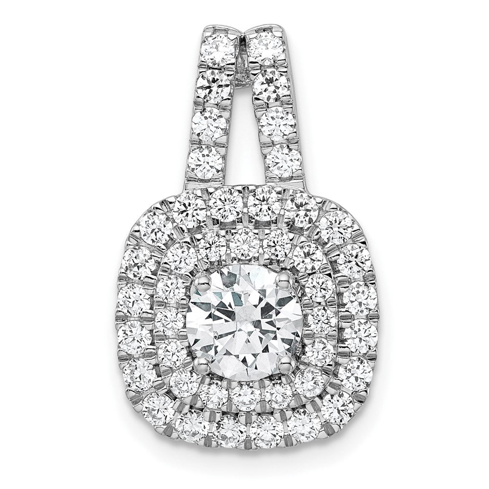 14k White Gold 14kw VS/SI+ G+ Lab Grown Diamond Double Halo Pendant