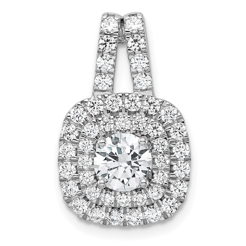 14k White Gold 14kw VS/SI+ G+ Lab Grown Diamond Double Halo Pendant