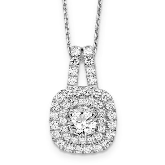 14K White Gold 1.51Ct Vs/Si+ G+ Lab Grown Diamond Double Halo Neckl
