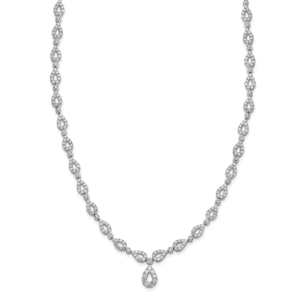 14k White Gold 2 3/4 Ct. Lab Grown Diamond VS/SI+ G+ 17 inch Fancy Teardrop Necklace