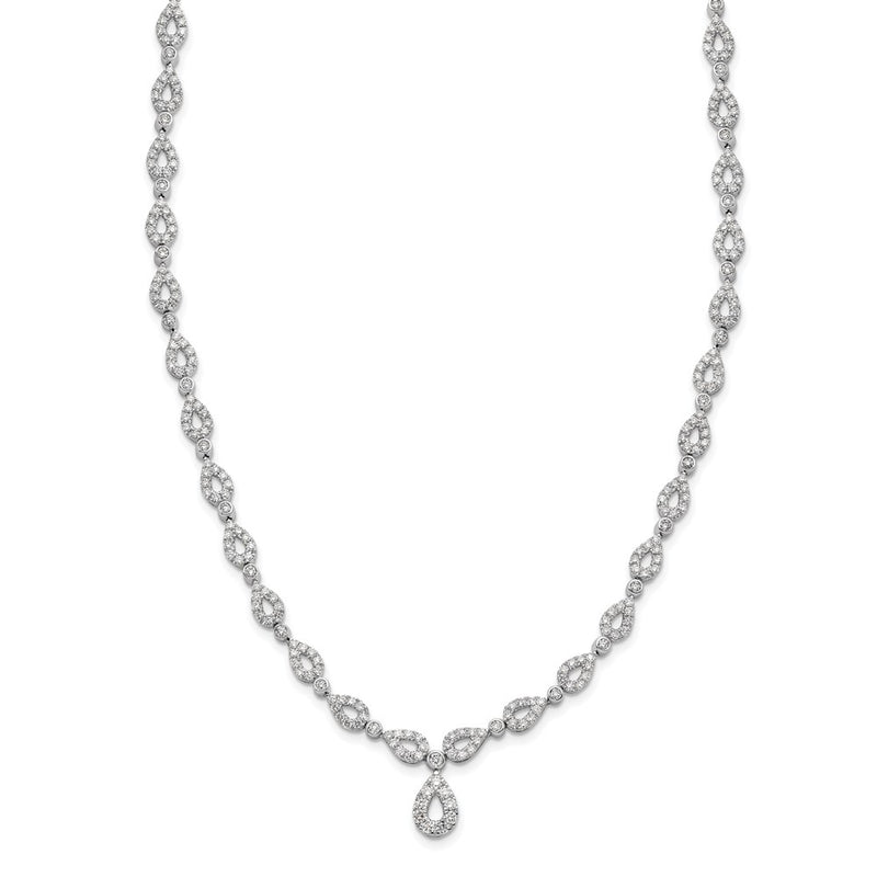 14k White Gold 2 3/4 Ct. Lab Grown Diamond VS/SI+ G+ 17 inch Fancy Teardrop Necklace