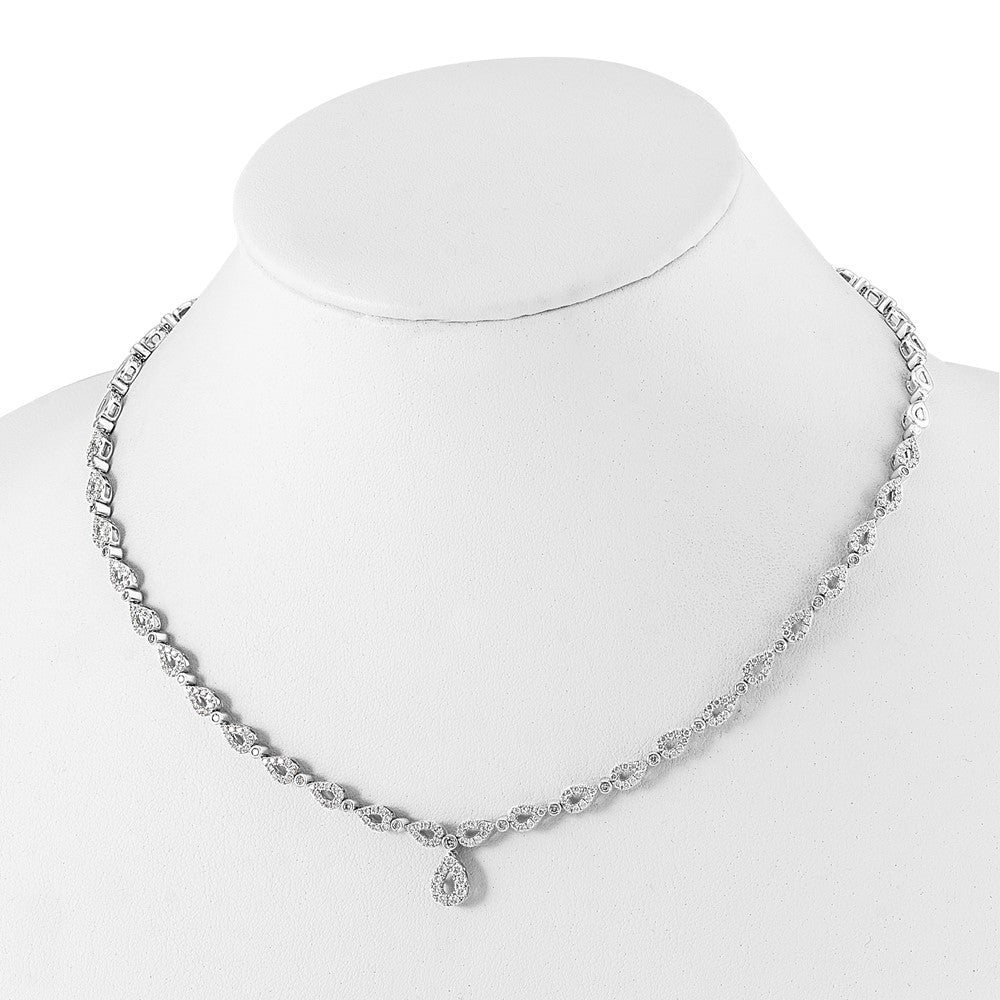 14k White Gold 2 3/4 Ct. Lab Grown Diamond VS/SI+ G+ 17 inch Fancy Teardrop Necklace