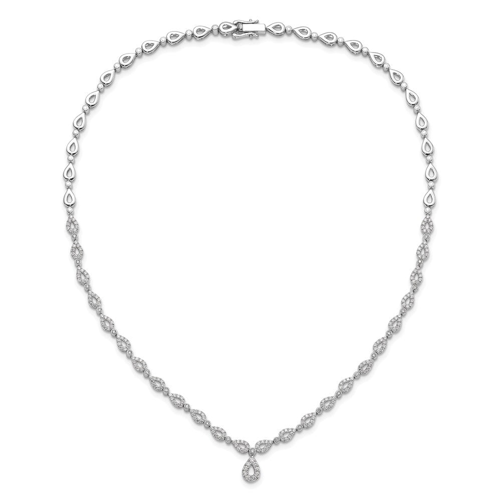 14k White Gold 2 3/4 Ct. Lab Grown Diamond VS/SI+ G+ 17 inch Fancy Teardrop Necklace