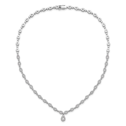 14k White Gold 2 3/4 Ct. Lab Grown Diamond VS/SI+ G+ 17 inch Fancy Teardrop Necklace
