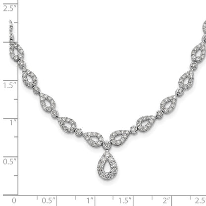 14k White Gold 2 3/4 Ct. Lab Grown Diamond VS/SI+ G+ 17 inch Fancy Teardrop Necklace