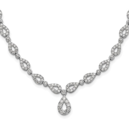 14k White Gold 2 3/4 Ct. Lab Grown Diamond VS/SI+ G+ 17 inch Fancy Teardrop Necklace