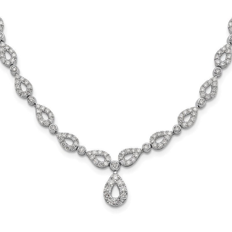 14k White Gold 2 3/4 Ct. Lab Grown Diamond VS/SI+ G+ 17 inch Fancy Teardrop Necklace
