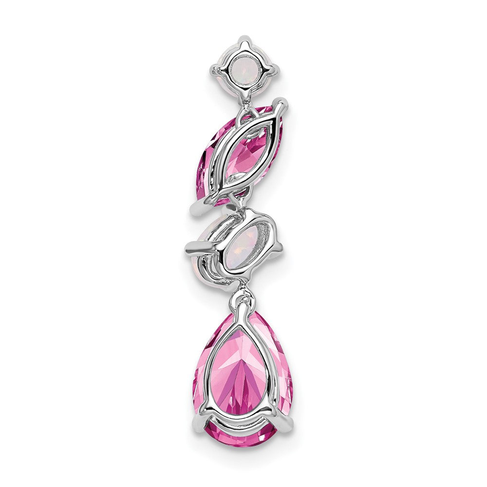 14k White Gold 14k White Gold Created Pink Sapphire and Opal Chain Slide