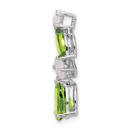 14k White Gold 14k White Gold Peridot and Opal Chain Slide