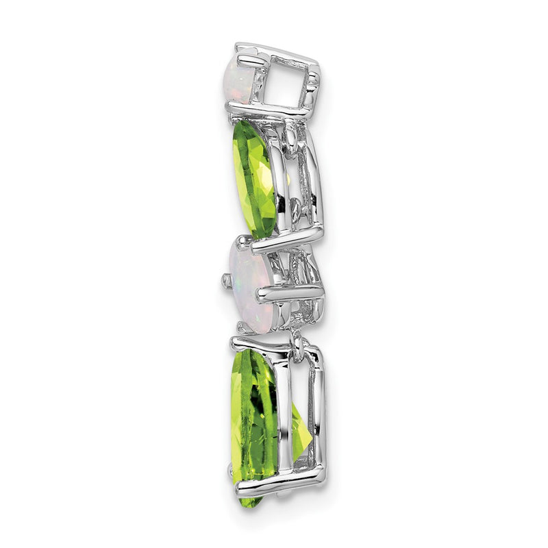 14k White Gold 14k White Gold Peridot and Opal Chain Slide