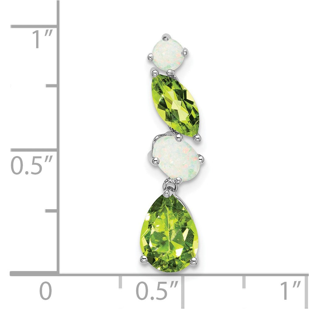 14k White Gold 14k White Gold Peridot and Opal Chain Slide