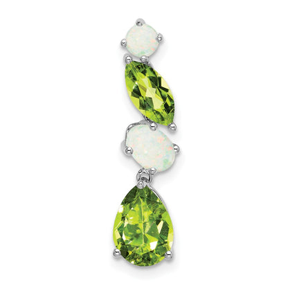 14k White Gold 14k White Gold Peridot and Opal Chain Slide