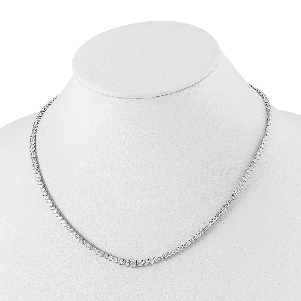 14k White Gold 6 Ct. Lab Grown Diamond VS/SI+ G+ 18 inch Graduated Tennis Necklace