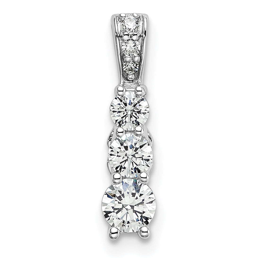 14k White Gold 1/2 Ct. Lab Grown Diamond VS/SI+ G+ Three Stone Chain Slide Pendant
