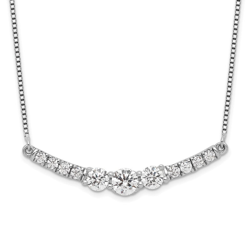 14k White Gold 3/4 Ct. Lab Grown Diamond VS/SI+ G+ 18 inch Fancy Bar Necklace