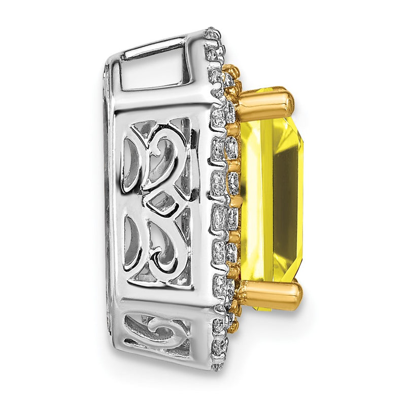 14k Two-tone Two Tone 5/8 Ct. Lab Grown Diamond VS/SI+ G+ and Lab Created Yellow Sapphire Chain Slide Pendant