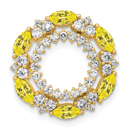 14k Yellow Gold 5/8 Ct. Lab Grown Diamond VS/SI+ G+ and Lab Created Sapphire Chain Slide Pendant
