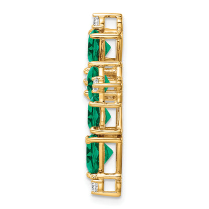 14k Yellow Gold Lab Grown VS/SI FGH Diamond & Created Emerald Pendant
