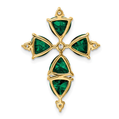 14k Yellow Gold Lab Grown VS/SI FGH Diamond & Created Emerald Pendant