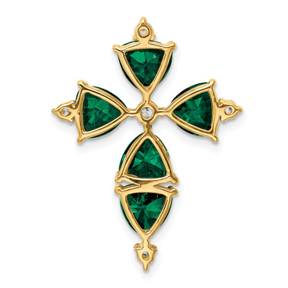 14k Yellow Gold Lab Grown VS/SI FGH Diamond & Created Emerald Pendant
