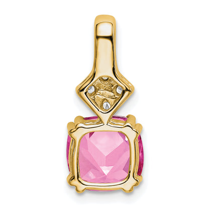 14k Yellow Gold 1/5 Ct. Lab Grown Diamond VS/SI+ G+ and Lab Created Pink Sapphire Pendant