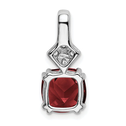 14k White Gold 1/5 Ct. Lab Grown Diamond VS/SI+ G+ and Lab Created Ruby Pendant