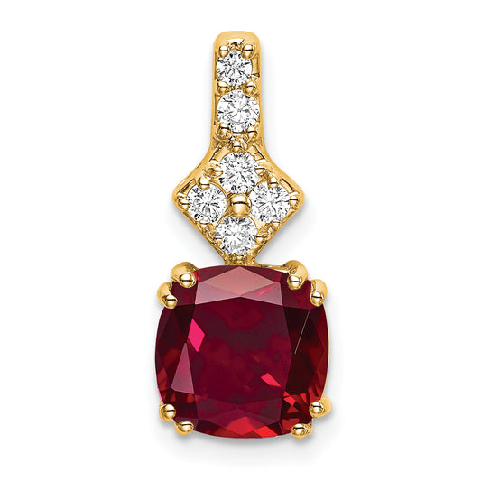14k Yellow Gold 1/5 Ct. Lab Grown Diamond VS/SI+ G+ and Lab Created Ruby Pendant