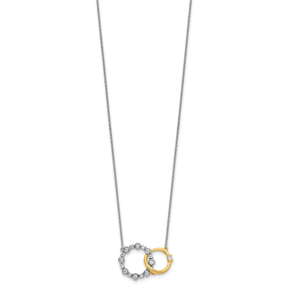 14k Two-tone 3/8 Ct. Lab Grown Diamond VS/SI+ G+ Interlocking Circle 18 inch Necklace