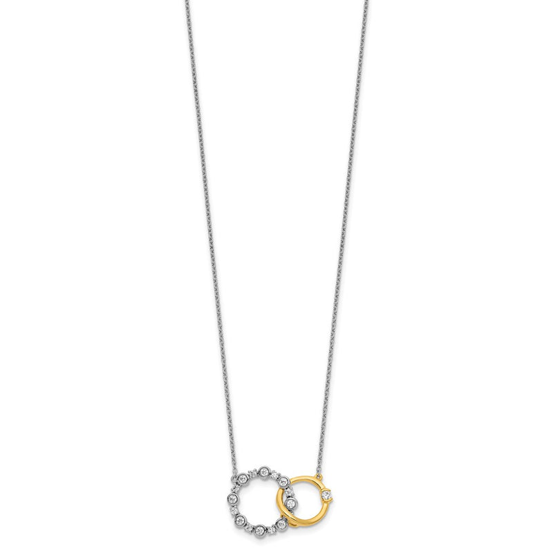 14k Two-tone 3/8 Ct. Lab Grown Diamond VS/SI+ G+ Interlocking Circle 18 inch Necklace