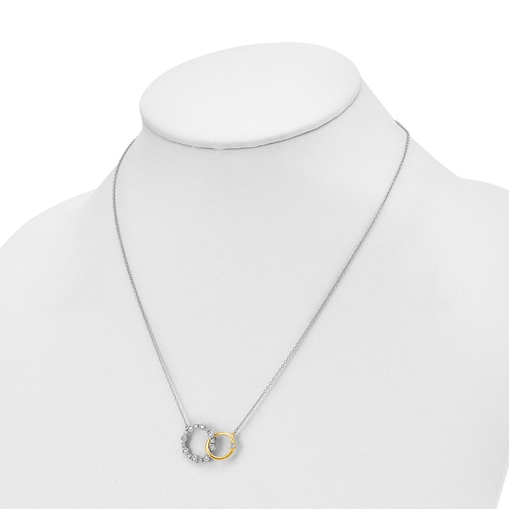 14k Two-tone 3/8 Ct. Lab Grown Diamond VS/SI+ G+ Interlocking Circle 18 inch Necklace