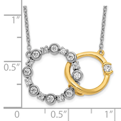 14k Two-tone 3/8 Ct. Lab Grown Diamond VS/SI+ G+ Interlocking Circle 18 inch Necklace