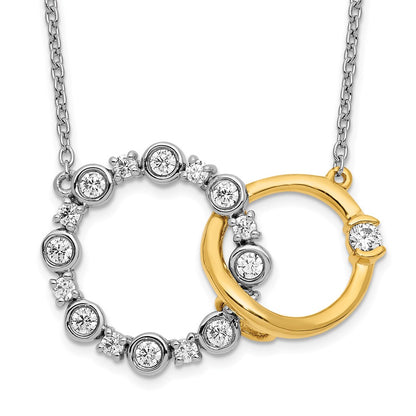 14k Two-tone 3/8 Ct. Lab Grown Diamond VS/SI+ G+ Interlocking Circle 18 inch Necklace