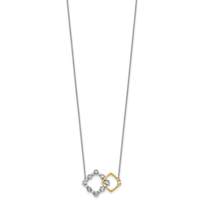 14k Two-tone 3/8 Ct. Lab Grown Diamond VS/SI+ G+ Interlocking Square 18 inch Necklace