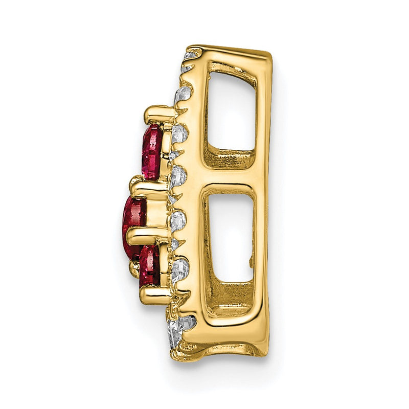 14k Yellow Gold 1/2 Ct. Lab Grown Diamond VS/SI+ G+ and Lab Created Ruby Triangle Chain Slide Pendant