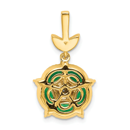 14k Yellow Gold White 1/3 Ct. Lab Grown Diamond VS/SI+ G+ and Lab Created Emerald Floral Pendant