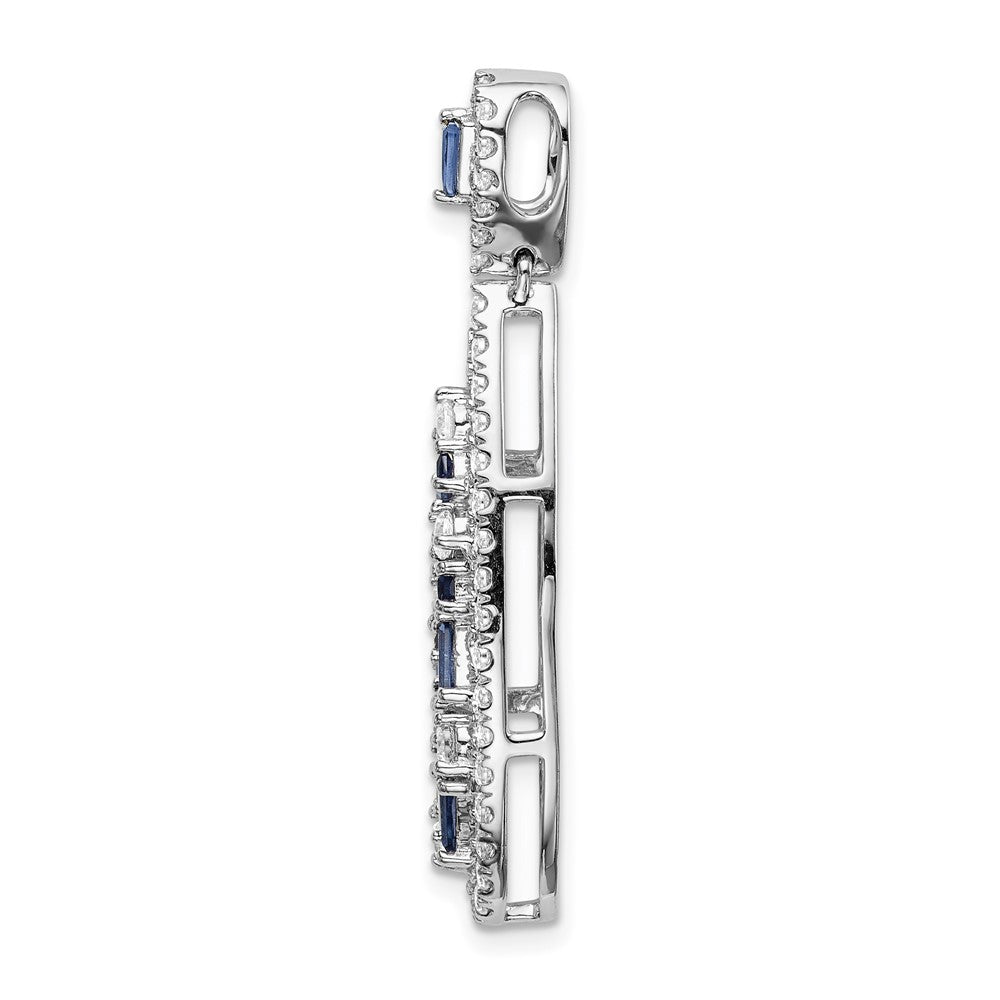 14K White Gold Lab Grown Diamond VS/SI FGH & Created Sapphire Teardrop Pe
