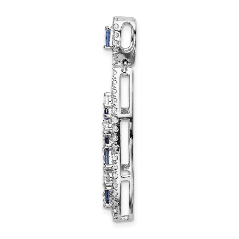 14K White Gold Lab Grown Diamond VS/SI FGH & Created Sapphire Teardrop Pe