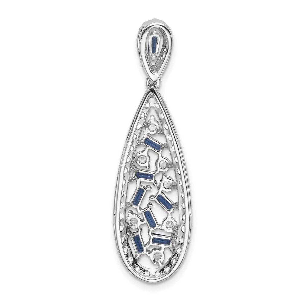 14K White Gold Lab Grown Diamond VS/SI FGH & Created Sapphire Teardrop Pe