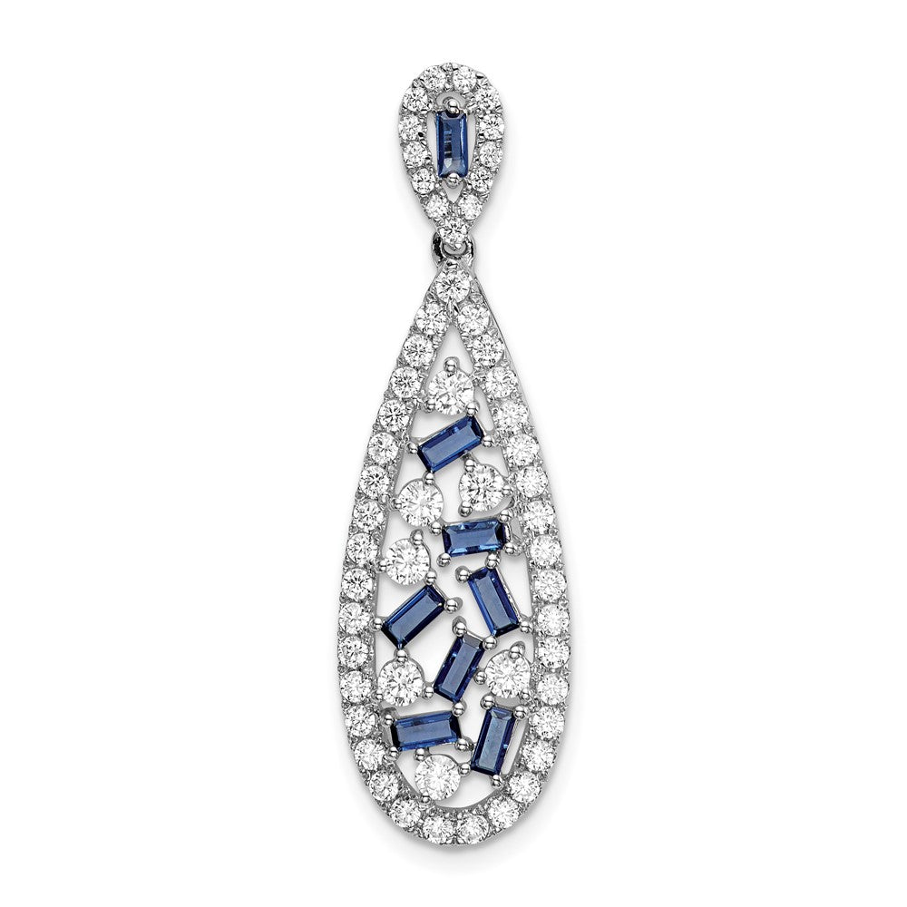 14K White Gold Lab Grown Diamond VS/SI FGH & Created Sapphire Teardrop Pe