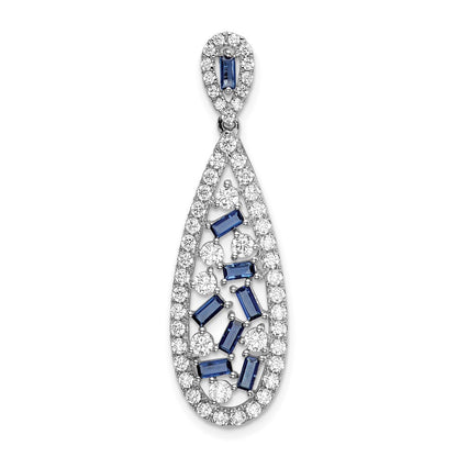 14K White Gold Lab Grown Diamond VS/SI FGH & Created Sapphire Teardrop Pe