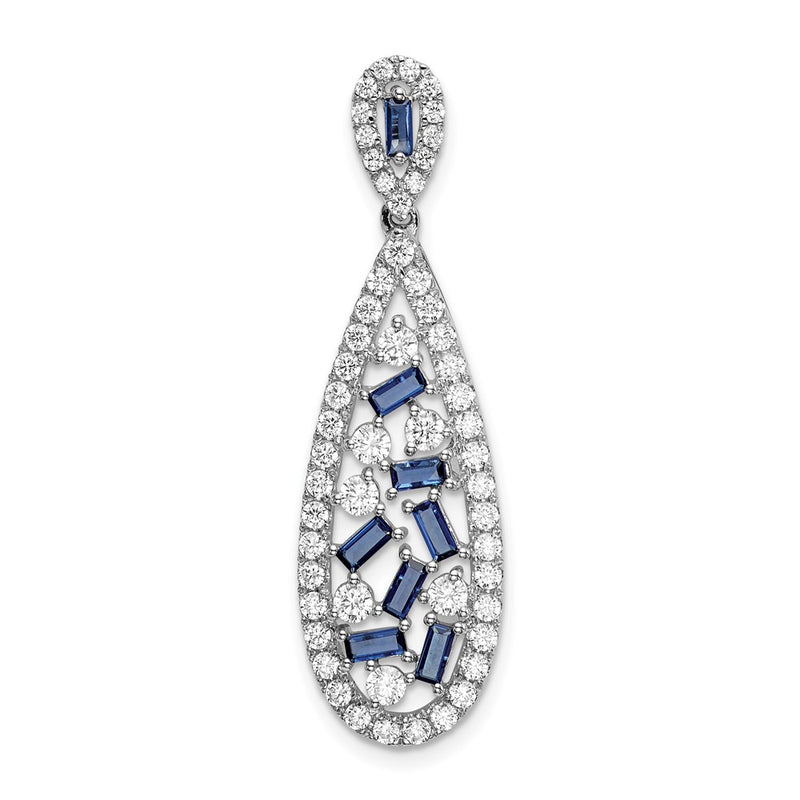 14K White Gold Lab Grown Diamond VS/SI FGH & Created Sapphire Teardrop Pe