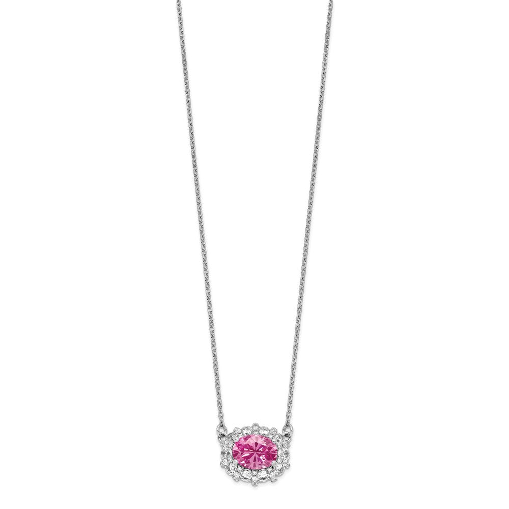 14k White Gold 1 Ct. Lab Grown Diamond VS/SI+ G+ Created Pink Sapphire 18 inch Necklace