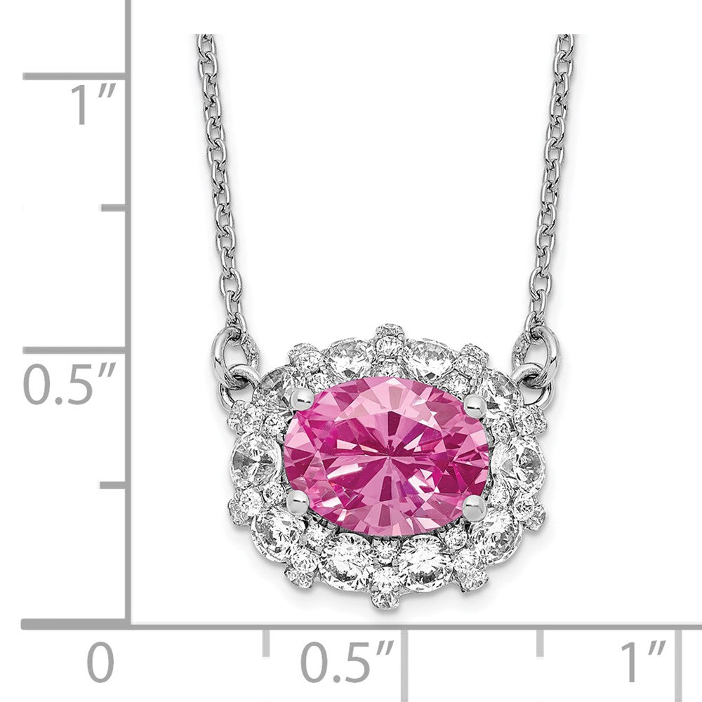 14k White Gold 1 Ct. Lab Grown Diamond VS/SI+ G+ Created Pink Sapphire 18 inch Necklace