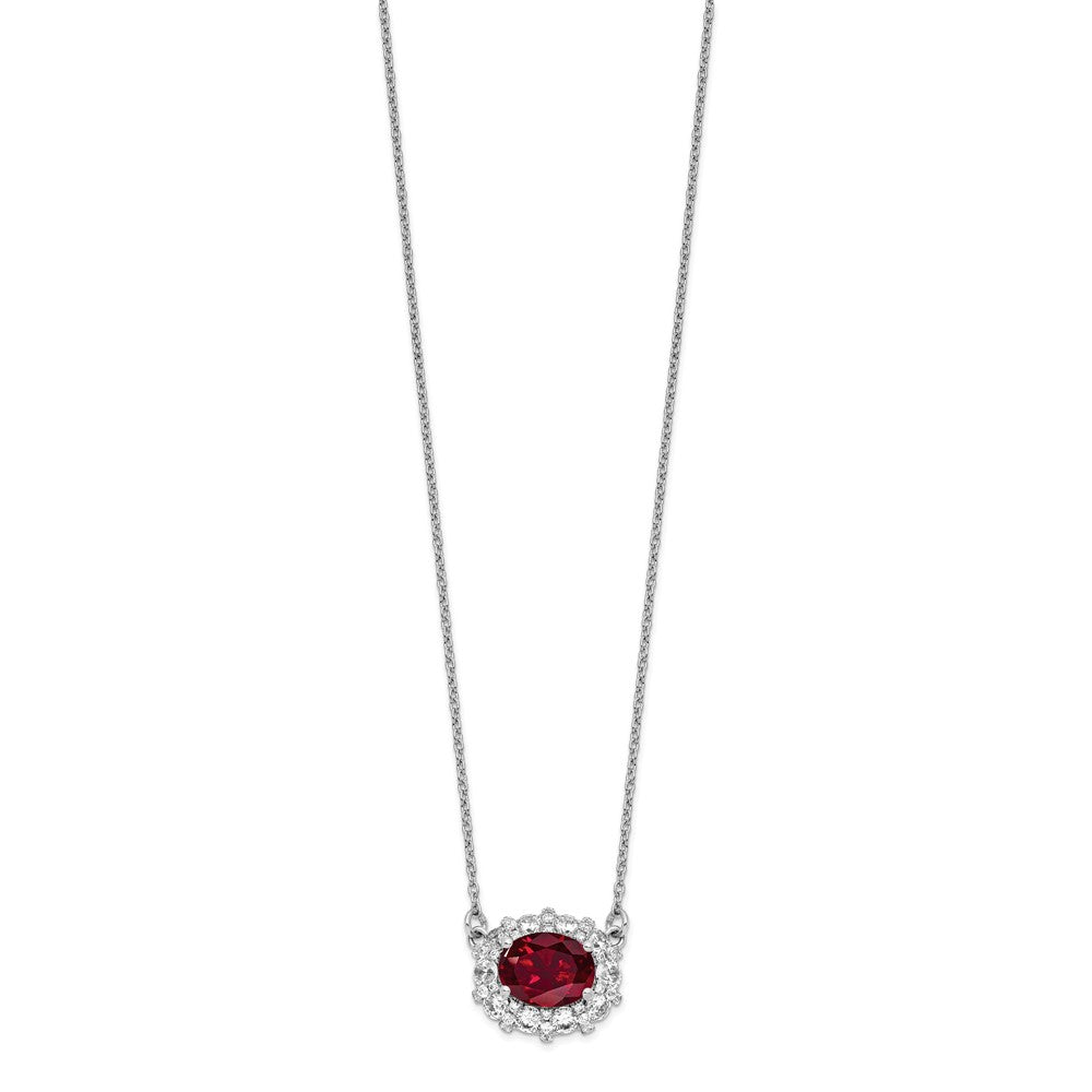 14k White Gold 1 Ct. Lab Grown Diamond VS/SI+ G+ Created Ruby 18 inch Necklace