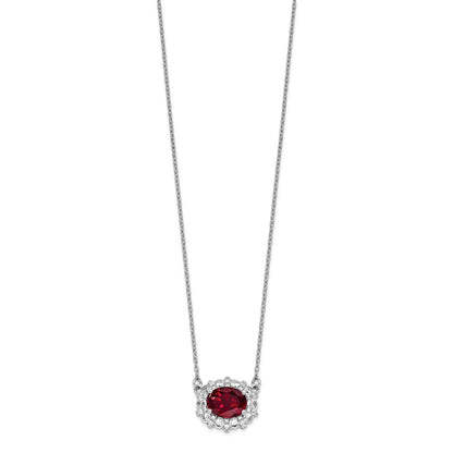 14k White Gold 1 Ct. Lab Grown Diamond VS/SI+ G+ Created Ruby 18 inch Necklace