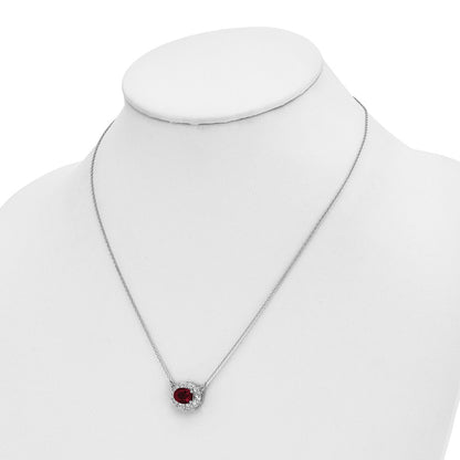 14k White Gold 1 Ct. Lab Grown Diamond VS/SI+ G+ Created Ruby 18 inch Necklace