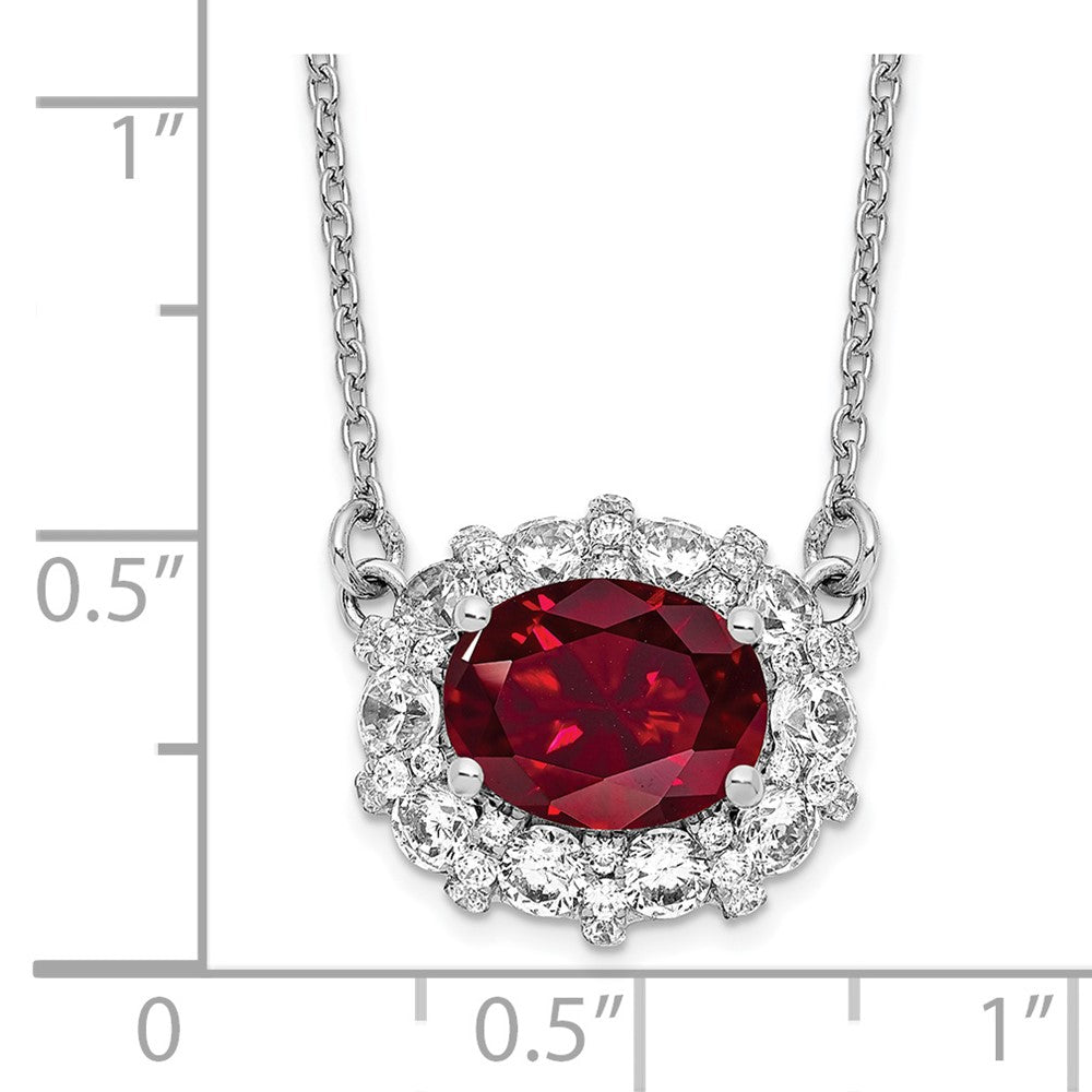 14k White Gold 1 Ct. Lab Grown Diamond VS/SI+ G+ Created Ruby 18 inch Necklace